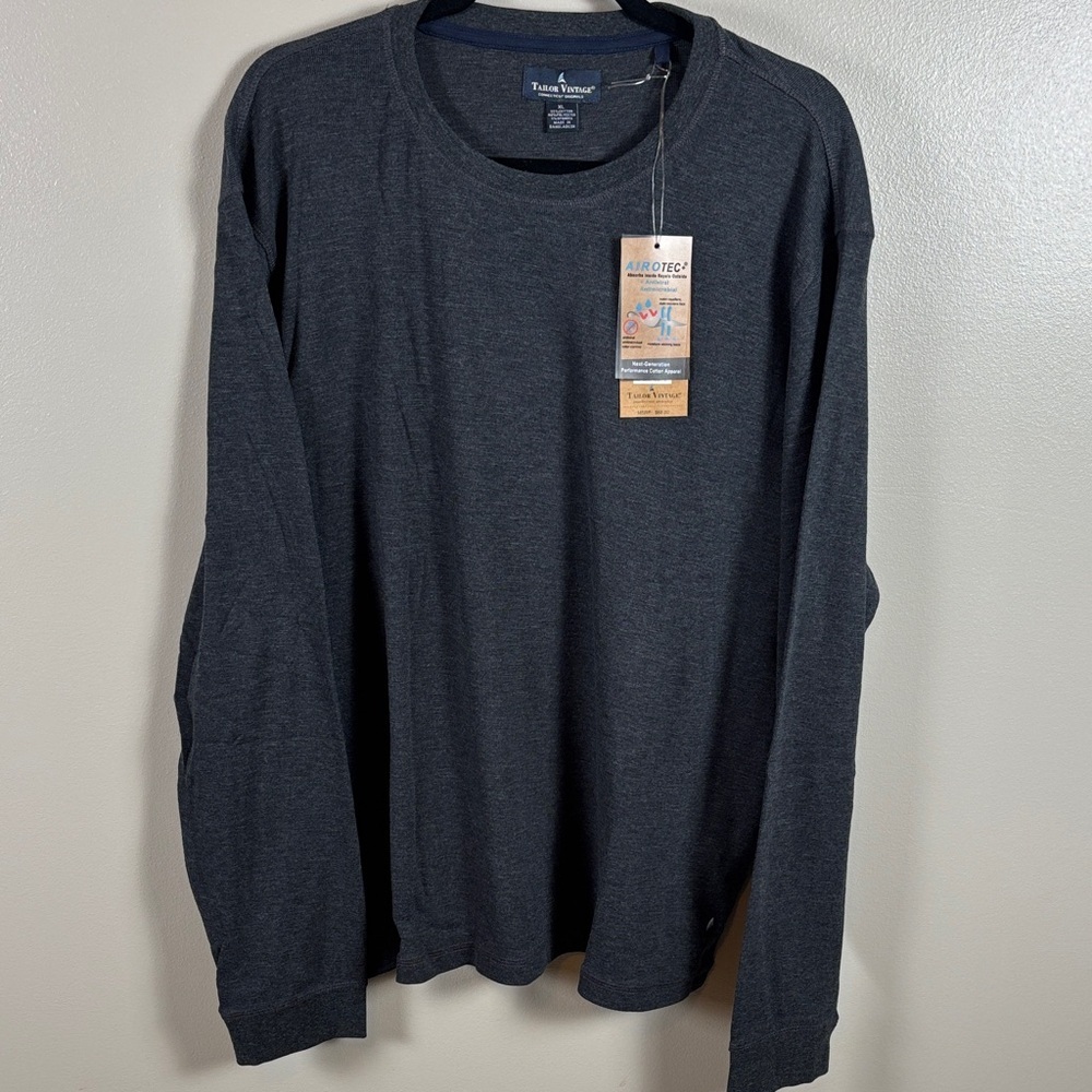 Tailor Vintage Men's Long Sleeve Crew Neck Tee - Charcoal Gray